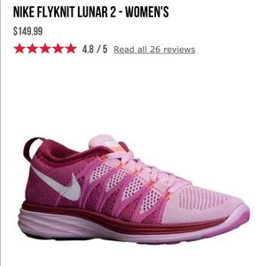 Nike Flyknit Lunar 2 Pink Sz 8